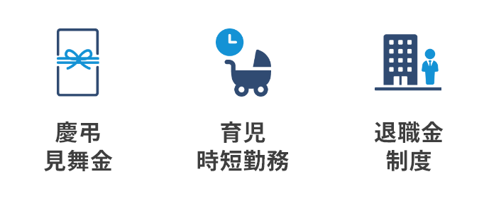 慶弔見舞金 育児時短勤務 退職金制度